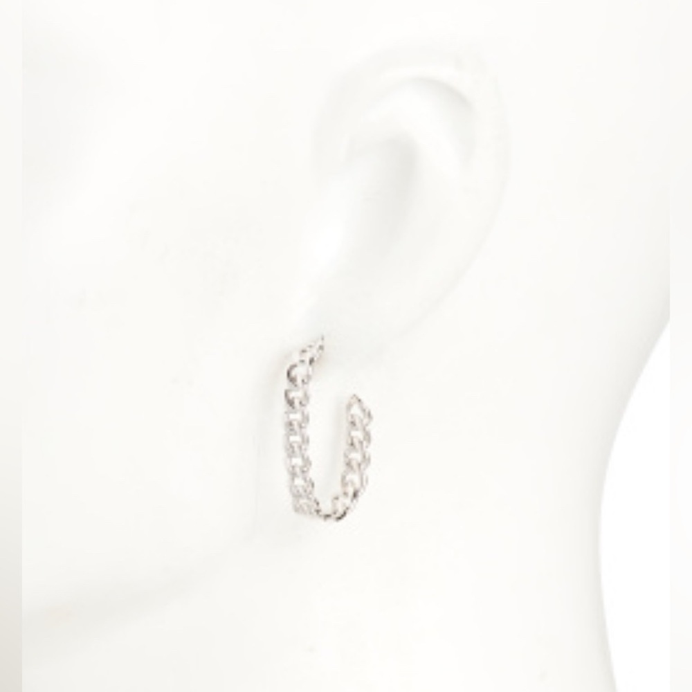 KENDRA SCOTT Grier Rhodium Chain Hoop Earrings-Silver-Brwnd New - Picture 13 of 13